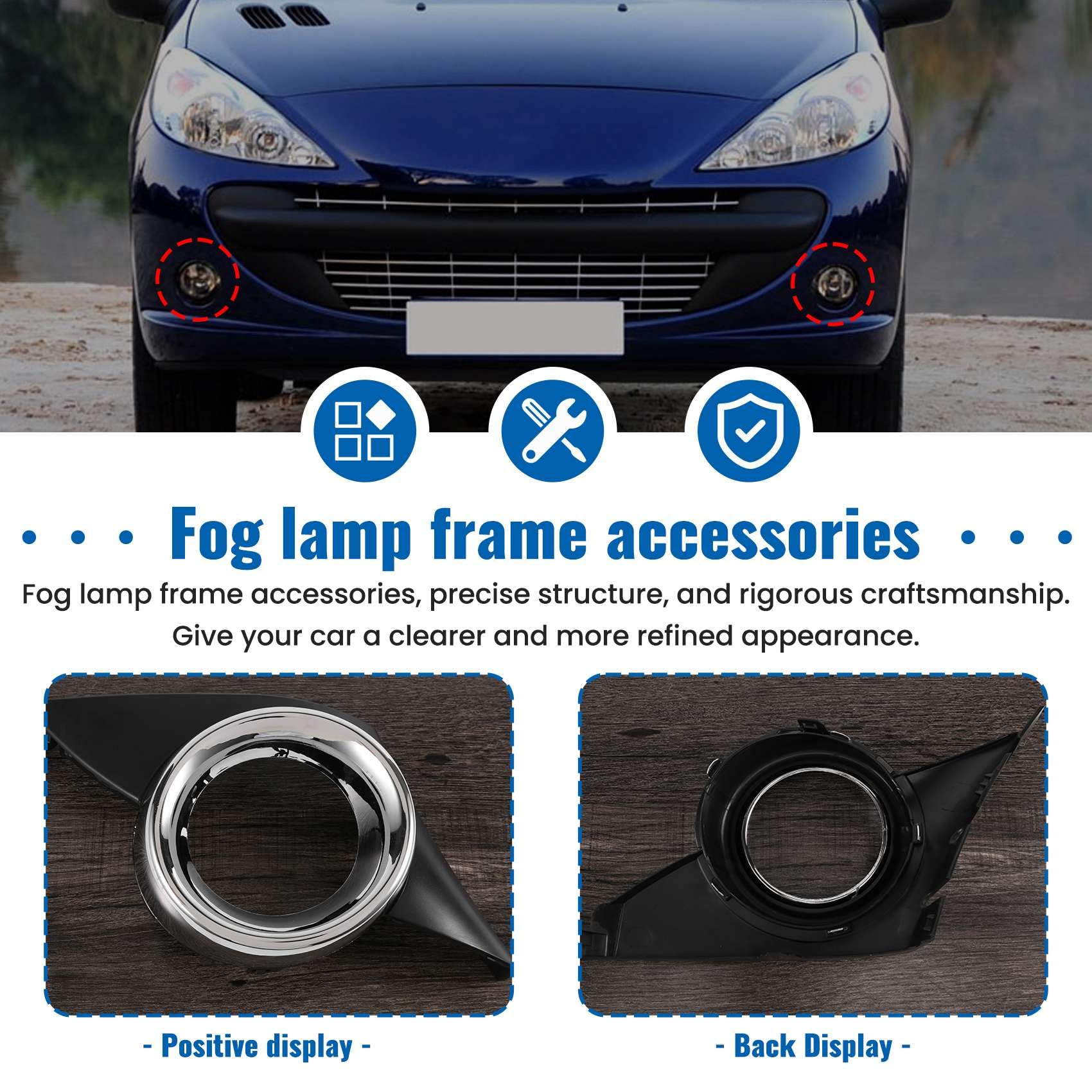 Cache de phare antibrouillard droit chromé pour phare antibrouillard pour 207 Sport 2006-2009