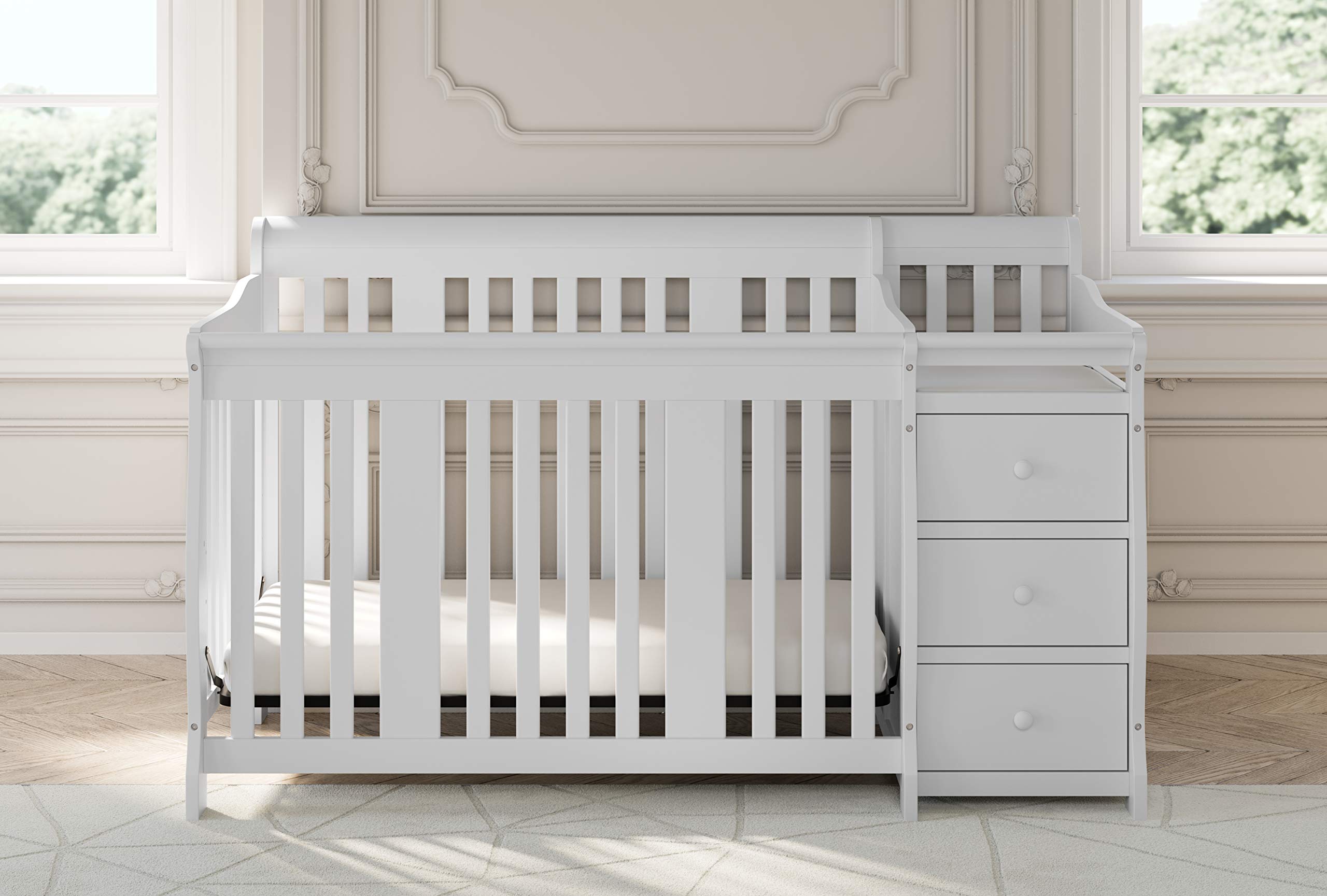 Storkcraft Portofino 4in1 Convertible Crib and Changer (White) Crib