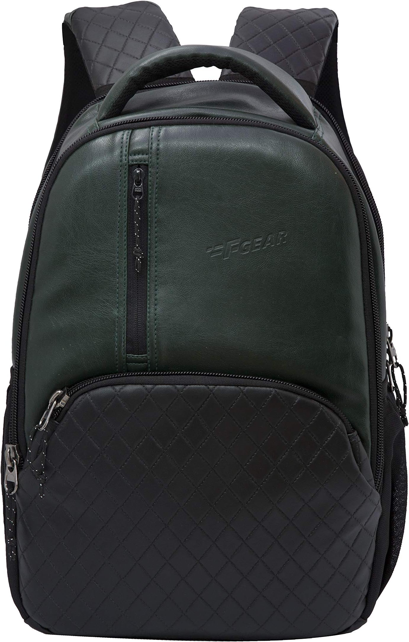 F Gear CEO Olive green 25L Medium Laptop backpack Fits upto 16" Laptop faux Artificial Leather Water resistant lightweight, Gifts for Men Women Boys Girls Adults, College/School/Tuition/Travel Bag