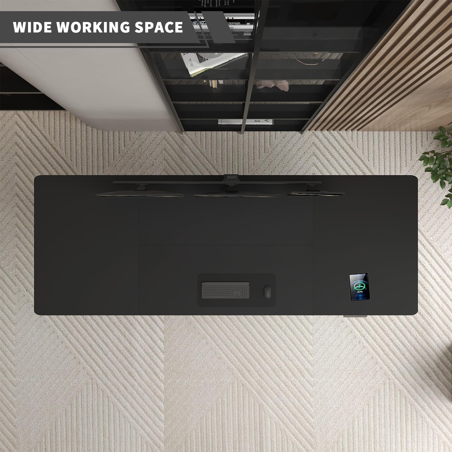JUMMICO Höhenverstellbarer Schreibtisch 180 x 80 cm mit Kabelwanne, Höhenverstellbar Elektrisch Stehpult mit USB-Buchse, Computertisch, Ergonomischer Steh-Sitz Tisch, Bürotisch, Schwarz