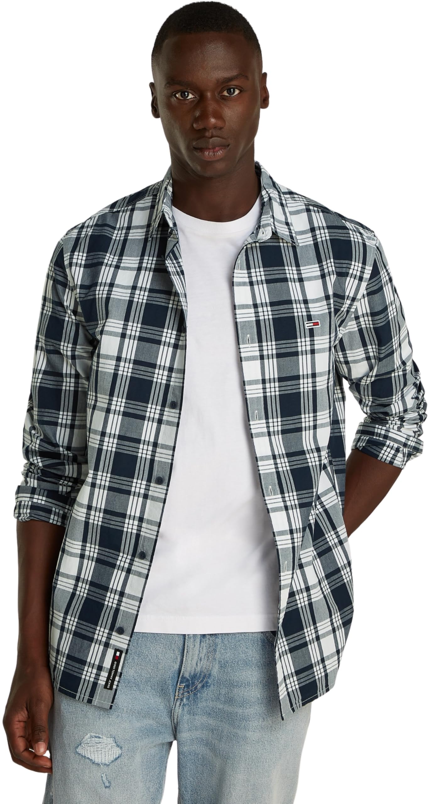 Tommy Jeans Camisa Hombre Poplin Check Shirt Regular Fit