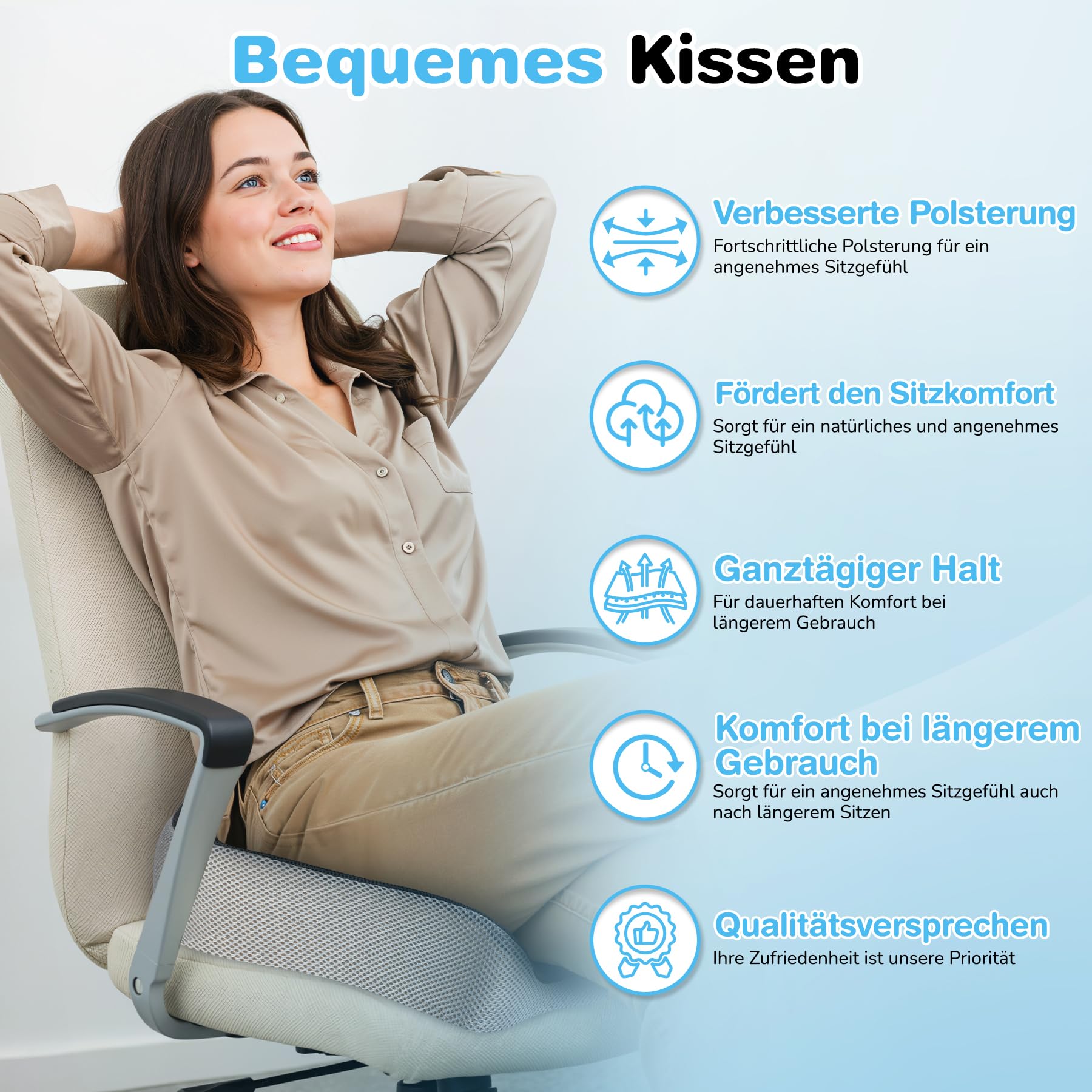 POOTACK Sitzkissen - Sitzkissen Bürostuhl & Auto für Sitzkomfort, Memory-Schaum mit Loch & U-förmigem Design für Bürostuhl, Auto, Reif