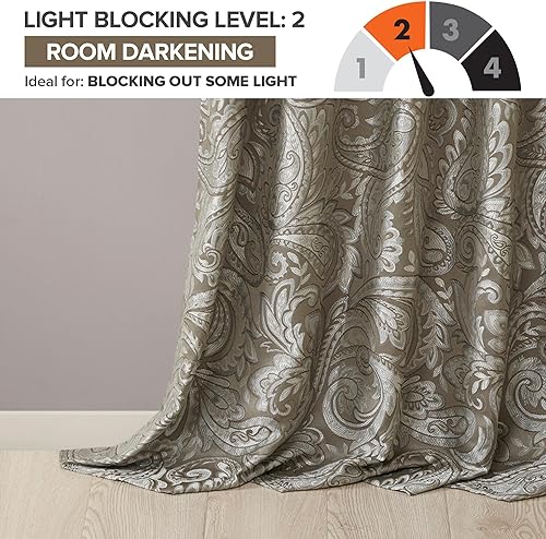 Miniatura 4 de Madison Park Aubrey - Cortina de estampado de cachemira de pelo sintético con forro de privacidad para sala de estar, cocina, habitación y
