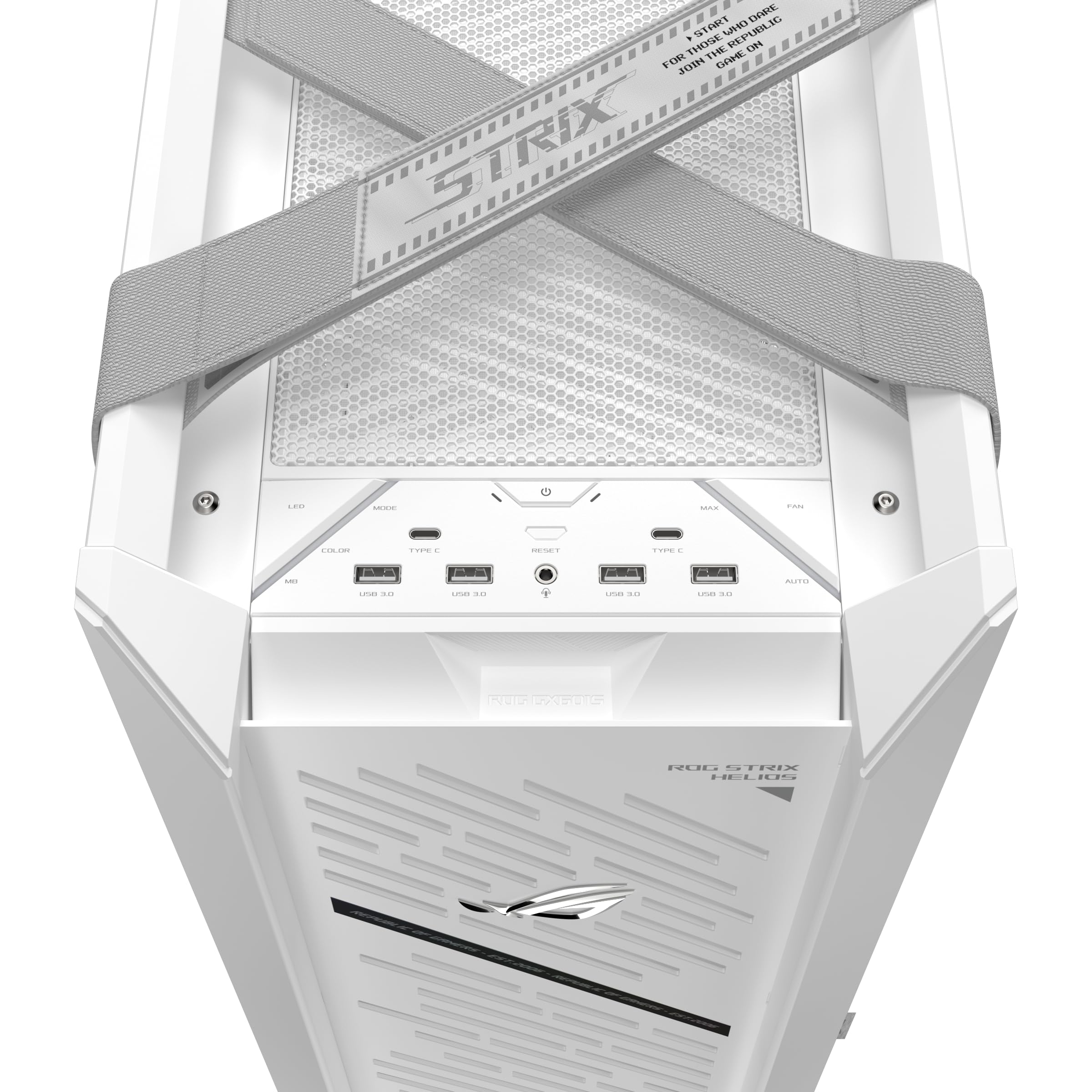 ASUS ROG Strix Helios II White Edition EATX - Carcasa para PC de Media Torre para Juegos, con Paneles Laterales de Vidrio Templado duales, Soporte para GPU de hasta 450 mm de Largo, Soportes para