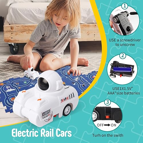 Miniatura 4 de XVZKIZJ Puzzle Racer Kids Car Track Play Set de rompecabezas para niños pequeños, carrito eléctrico, juguetes educativos Montessori, regalo de