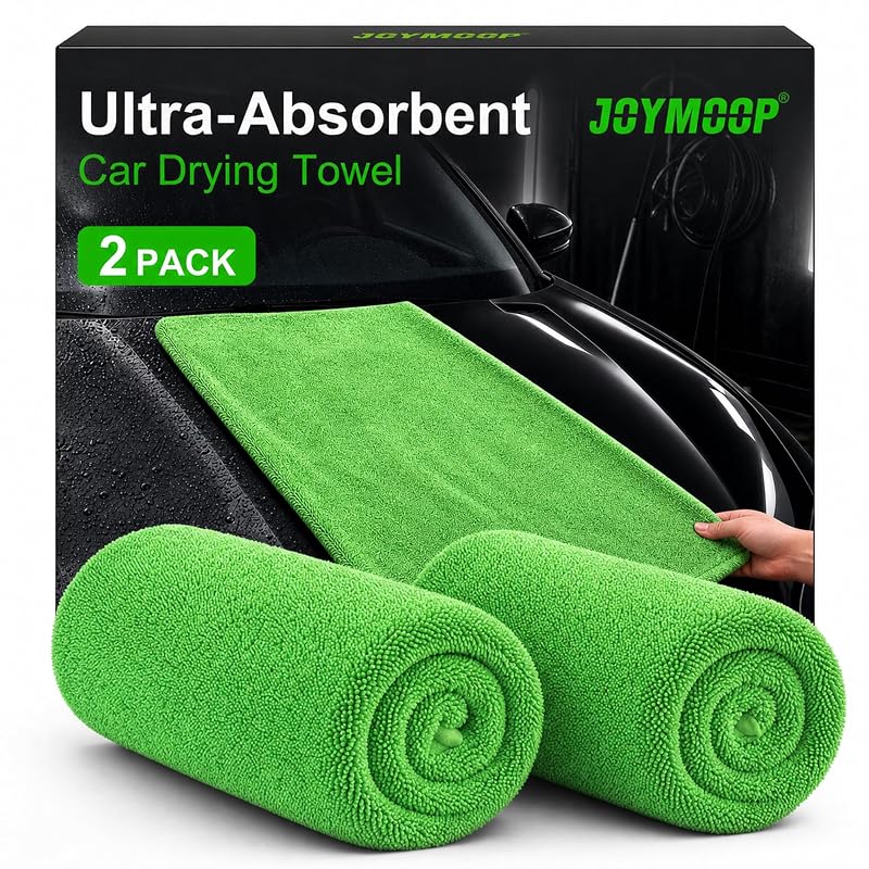 Toalha de secagem automotiva em microfibra JOYMOOP verde 89,9 x 59,9 cm Kit com 2 unidades