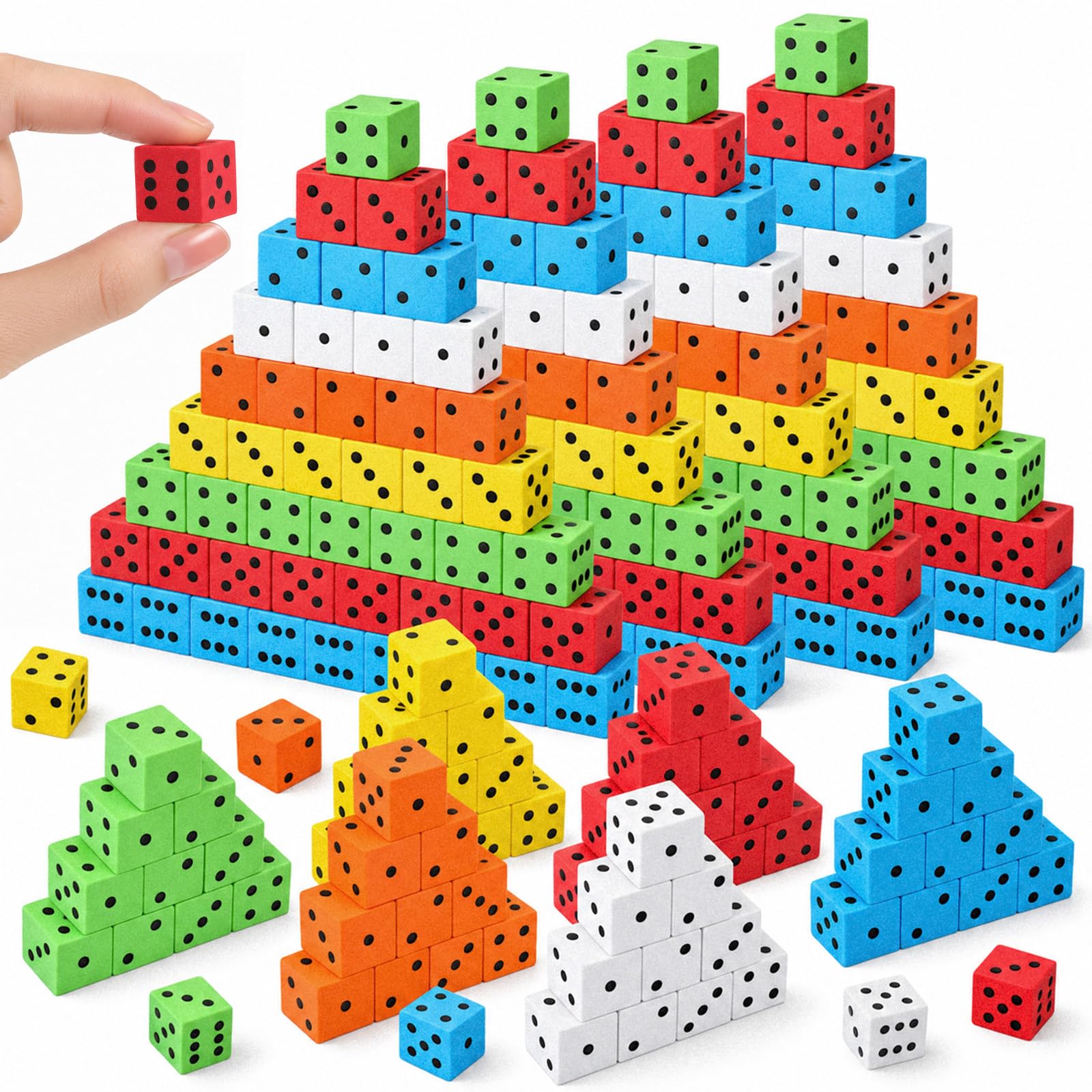 Bulk Foam Dice - 100 Yellow Dice for Games & Learning -9