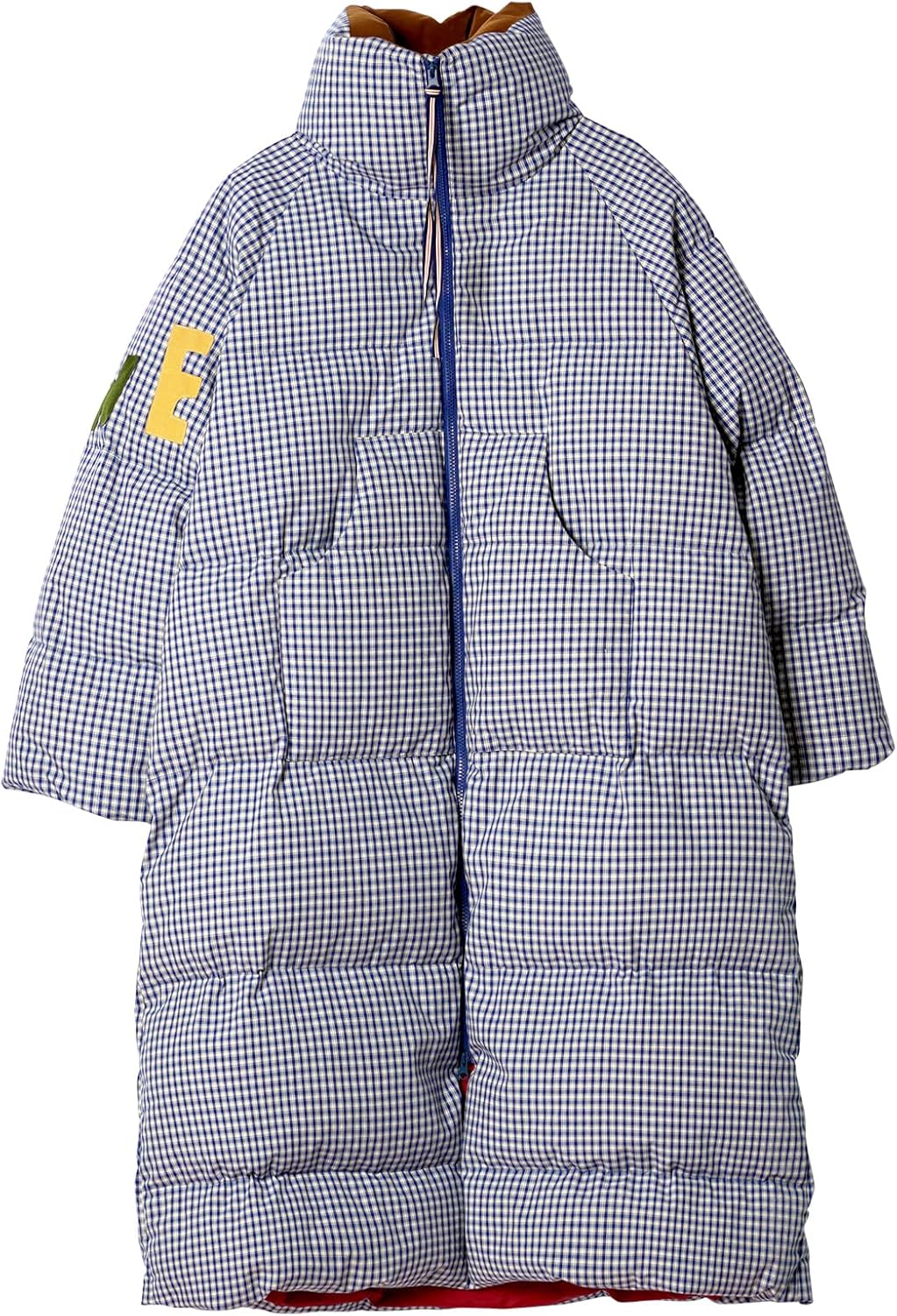 2025 Winter Plaid Plush Lettered White Duck Down Thick Long-Sleeved Coat Warm Women's Down Jacket 255257 (US, Alpha, Large, Regular, Regular, blue)