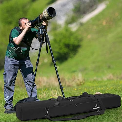 Miniatura 7 de Bolsa de trípode multifuncional de 60 pulgadas, funda de transporte de trípode resistente con doble compartimento para soporte de música, soporte de