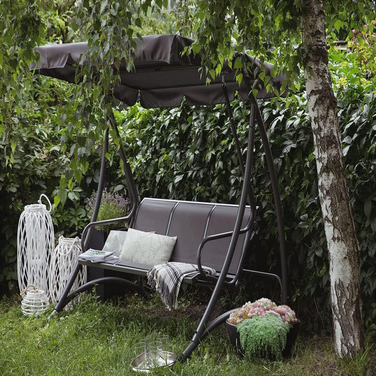Copertura Dondolo Posti Impermeabile,Tettuccio per Altalena da Giardino,Telo Ricambio,Copertura Dondolo 3 Post,Impermeabile,Tettuccio per Altalena da Giardino,Tetto UV 50,01,249 * 185 * 18cm