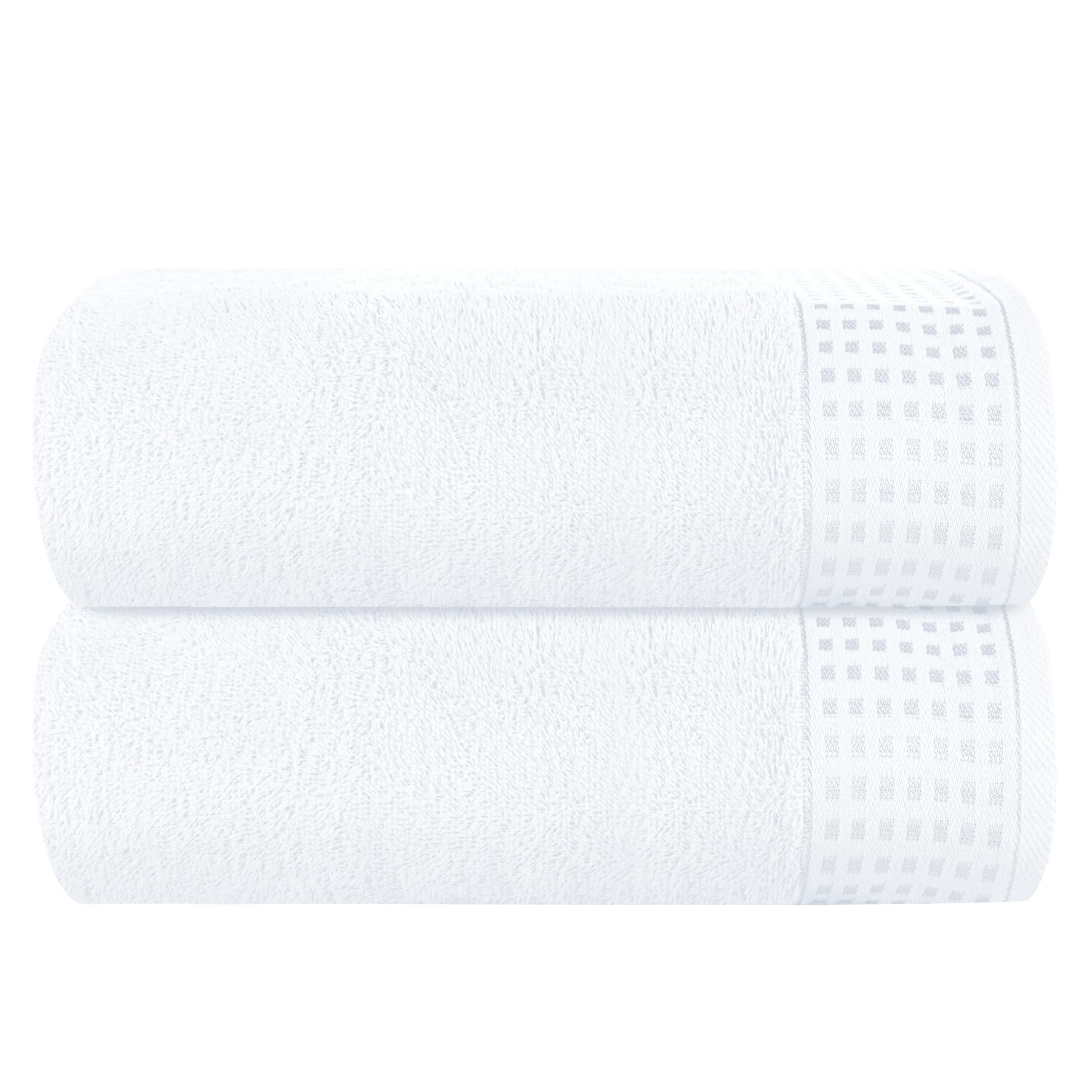 GLAMBURG Cotton 2 Pack Oversized Bath Sheet 35 x 70, Large Bath Sheet, Ultra Absorbent, Compact, Eco-Friendly and 100% Recyclable, Quick Drying and Lightweight Towel - White