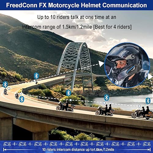 Miniatura 10 de FreedConn T-MAX - Kit de sistemas de comunicación para casco de motocicleta, auricular de intercomunicación Bluetooth, dúplex completo para 6