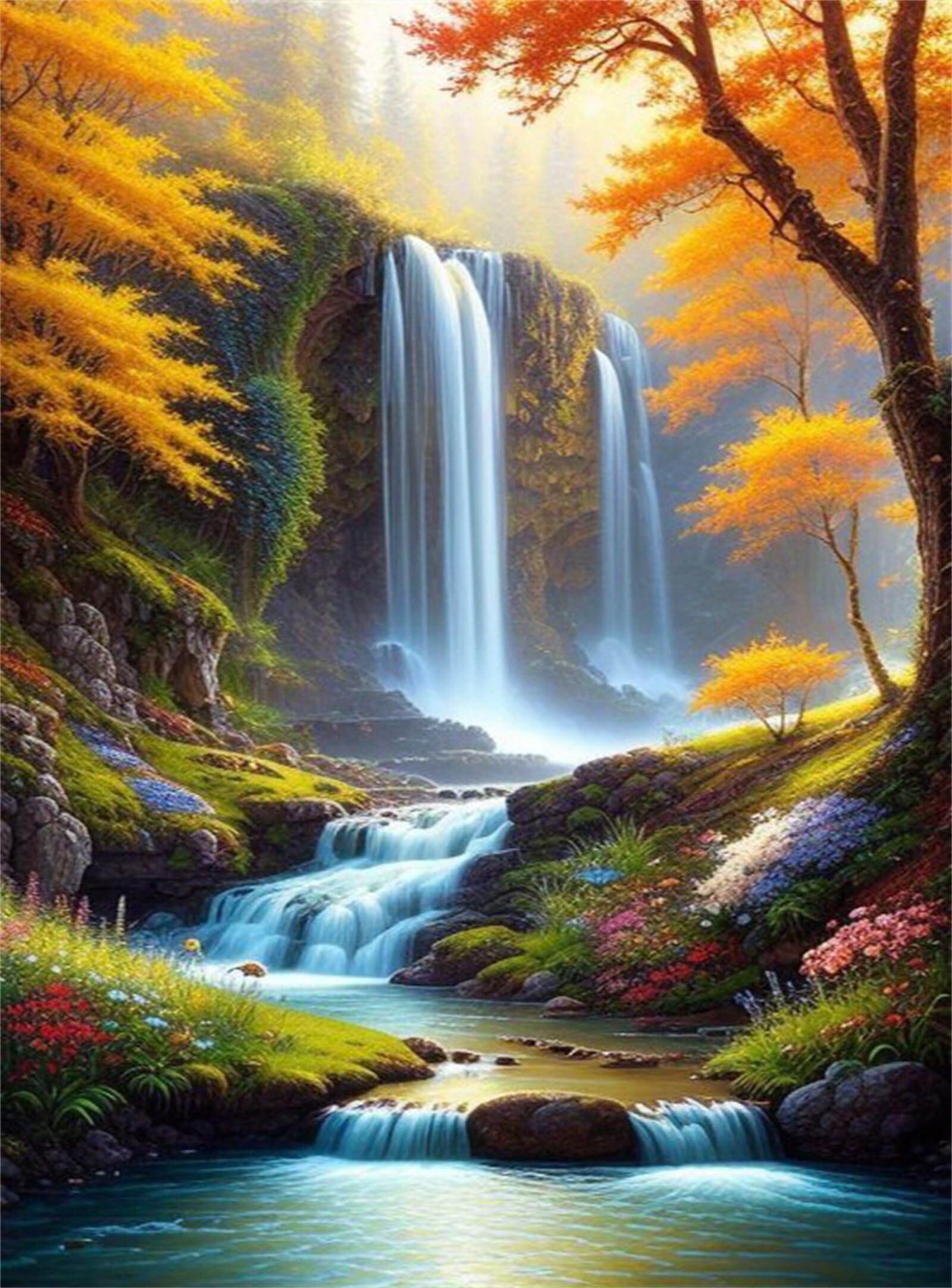 Puzzle 1000 sztuk, Krajobraz wodospad leśny puzzle dla dorosłych, puzzle sztuki dla dorosłych, relaks i inteligencja, puzzle do gry rodzinnej prezent