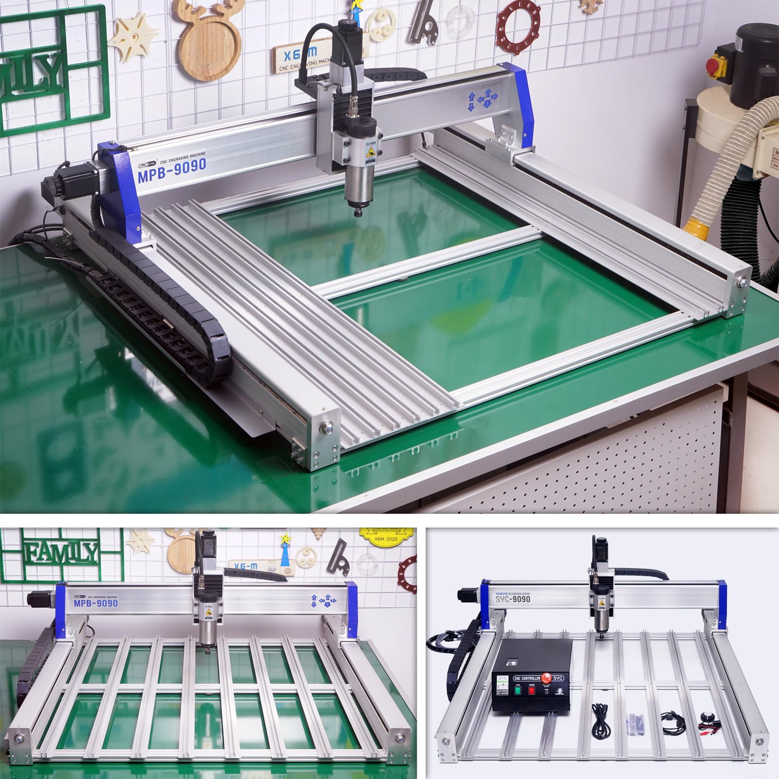 YOOCNC más pecise SYC9090 - Enrutador cnc con husillo de 2200 W para carpintería CNC máquina de grabado CNC/grabador cnc tallado y máquina de perforación para metal
