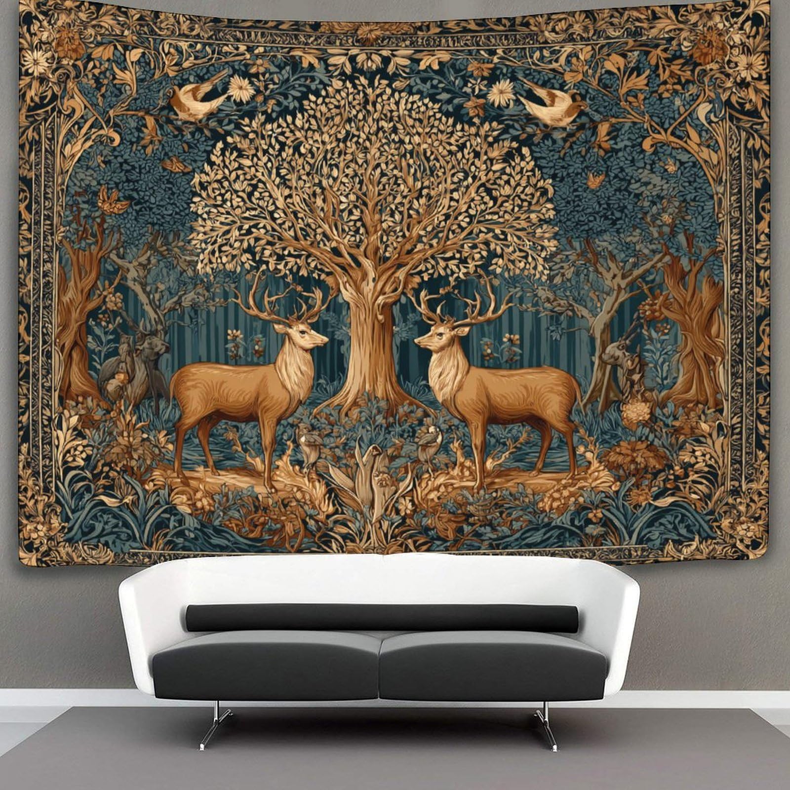 Kaiyun Style-4 Scene Of Deer Hunting In The Forest Tapestry Wall Hanging Medieval Style Art For Bedroom Living Room Dorm Decor 130Cmx150cm