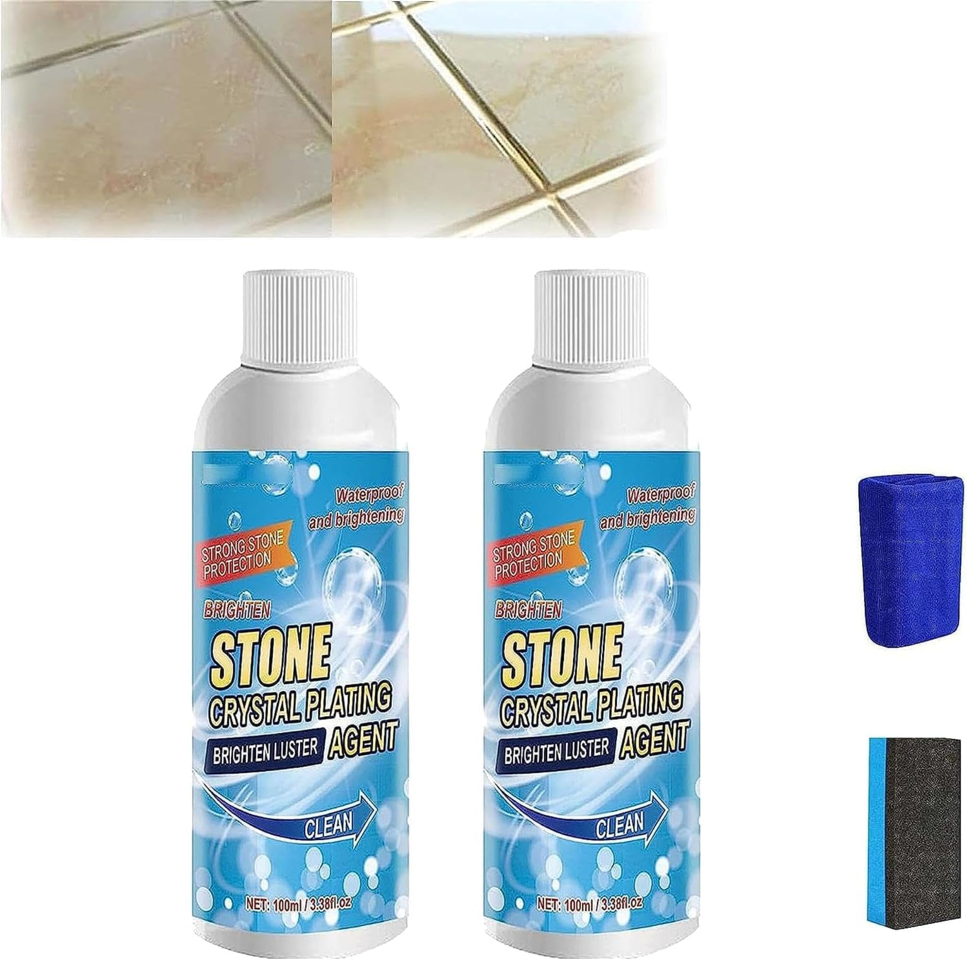 Stone Oil Proof Paint Furniture Protective Coating Agent Stain Remover Cleaner |Crystal Plating Agent for Patio, Backyard, Marble, Kitchen Countertop Stone Slabs,etc |Saf Safai Ke Liye (2 PCS)