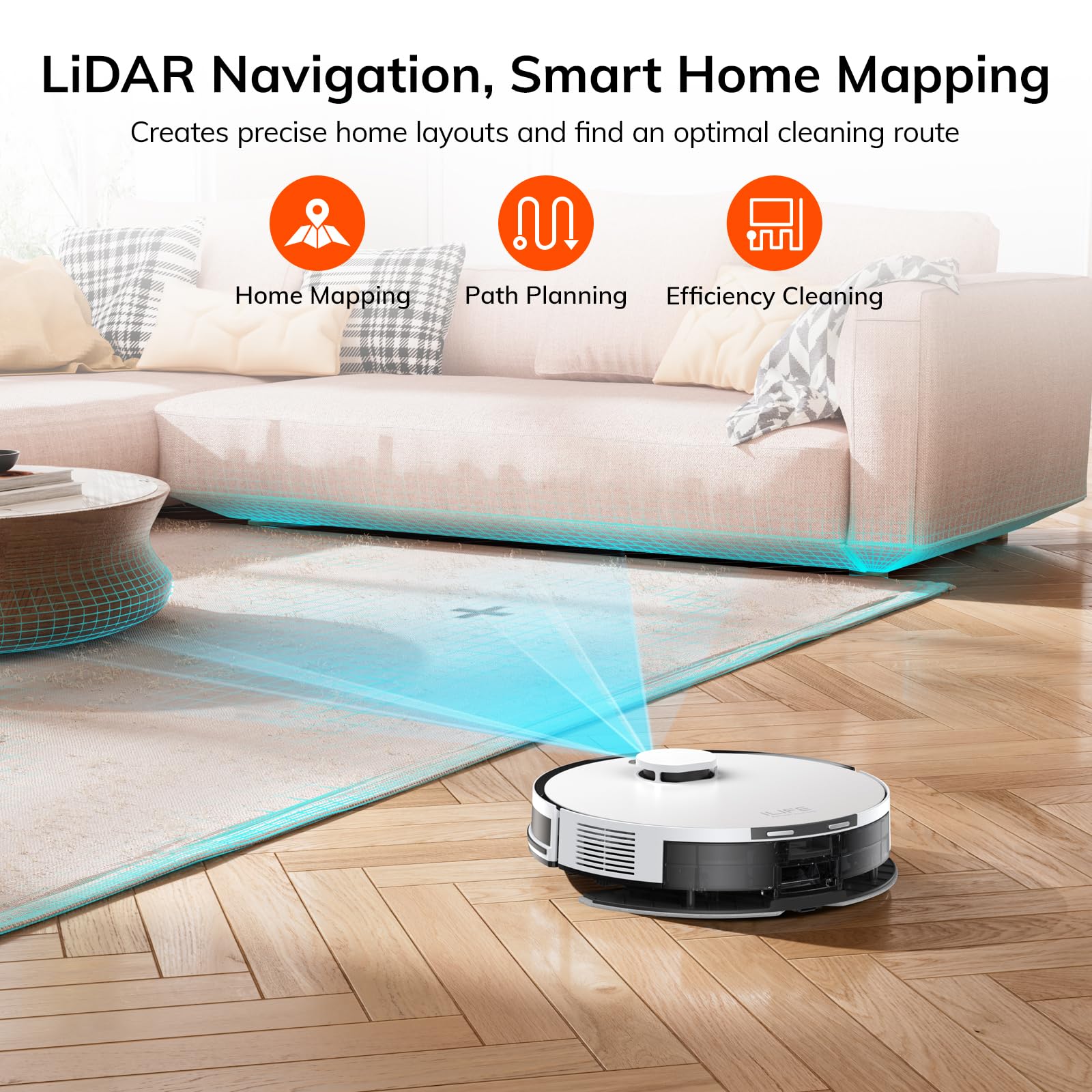 ILIFE A30 Pro, aspiradora y mopa con estación de vaciado automático 60 días, navegación LiDAR, mapeo del hogar, zonas de exclusión, control remoto/Alexa, para suelos duros