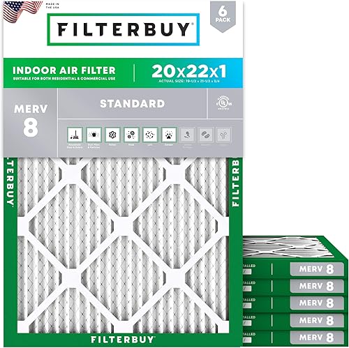Vista 114 de Filterbuy - Filtro de aire MERV 8 de 17 x 25 x 1 pulgadas, protección contra el polvo (paquete de 6), filtros de aire de repuesto plisados