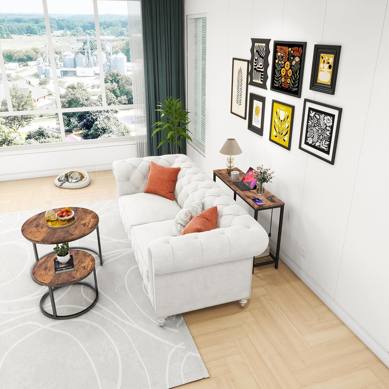 HOMERECOMMEND Console Table with Power Outlets and USB Ports,Sofa Tables with Charging Station,for Hallway, Entryway,Behind Couch Table,Rustic Brown