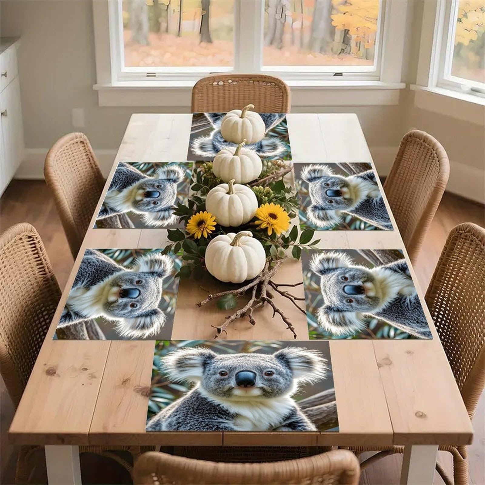 Lovely Koala Placemats Heat Resistant Anti Slip Dining Table Place Mats Washable Linen Placemat Wipeable Placemat for Kitchen Art Placemats Easy to Clean