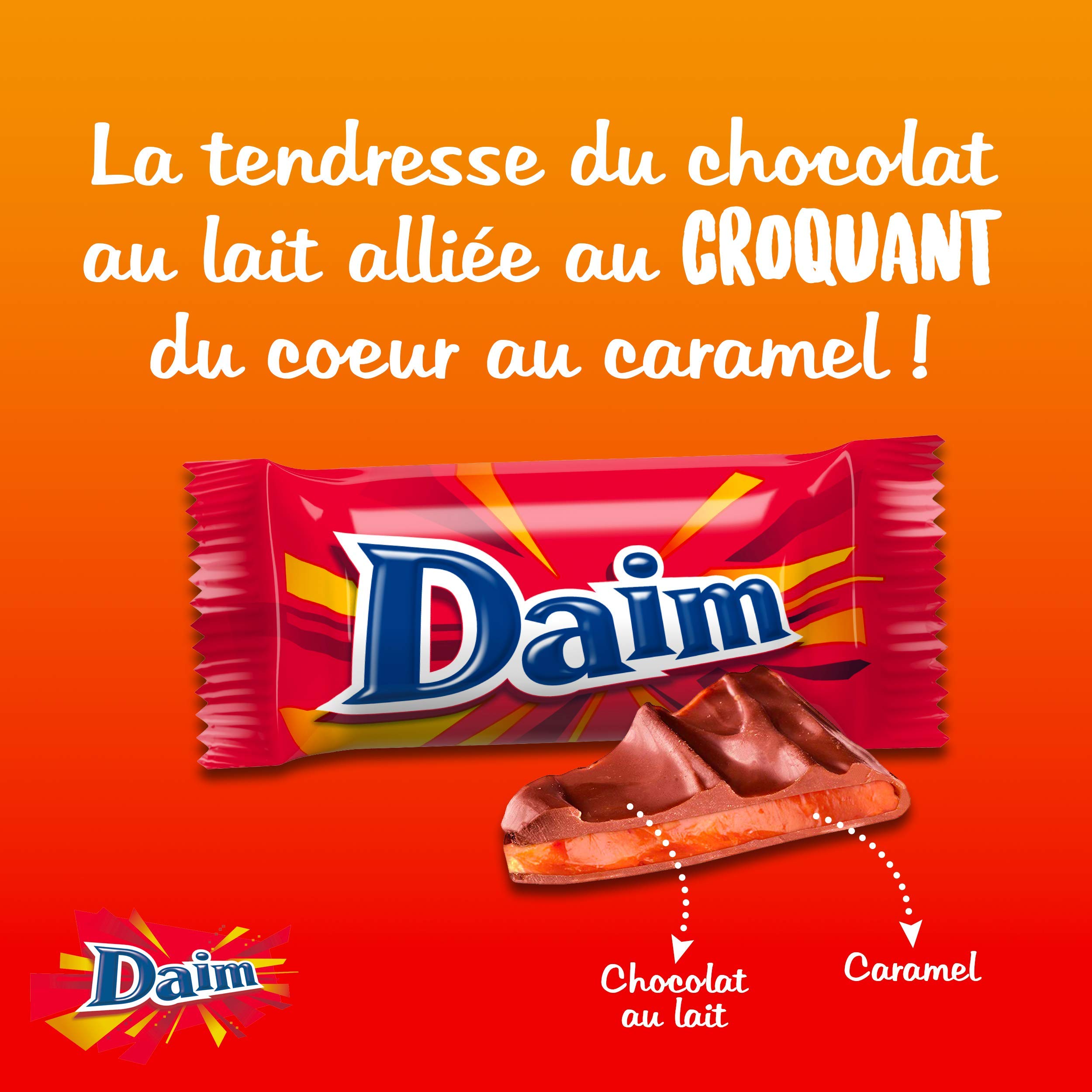 DAIM - Bonbons au Chocolat au Lait et Éclats de Caramel - Emballages individuels - Tubo de 2,5 kg (390 Bonbons)
