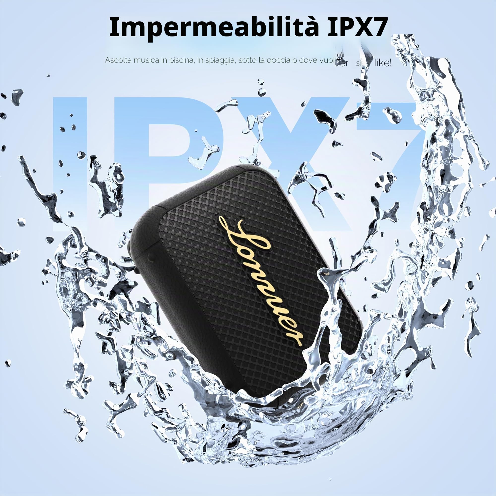 Leap Altoparlanti Portatili Wireless Bluetooth-Piccolo Altoparlante Da doccia IPX7,Display Della Batteria,Suono Stereo,TWS,CHIAMATE Con Cinturino Di Montaggio Per Ciclismo,Sport,Viaggi,Campeggio-Nero