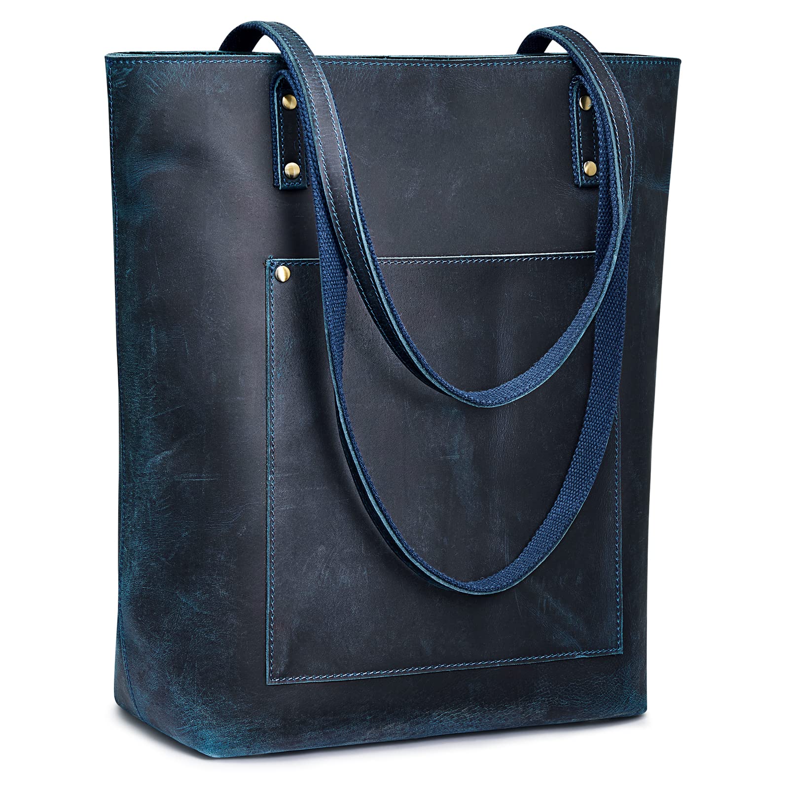 S-ZONEWomen Vintage Genuine Leather Tote Bag Large Shoulder Purse Work Handbag