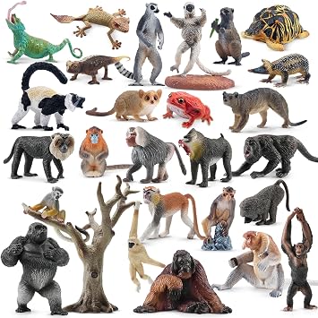 Toymany 27PCS Animal Figurines &Primates Figurines Setfor Kid Todllers