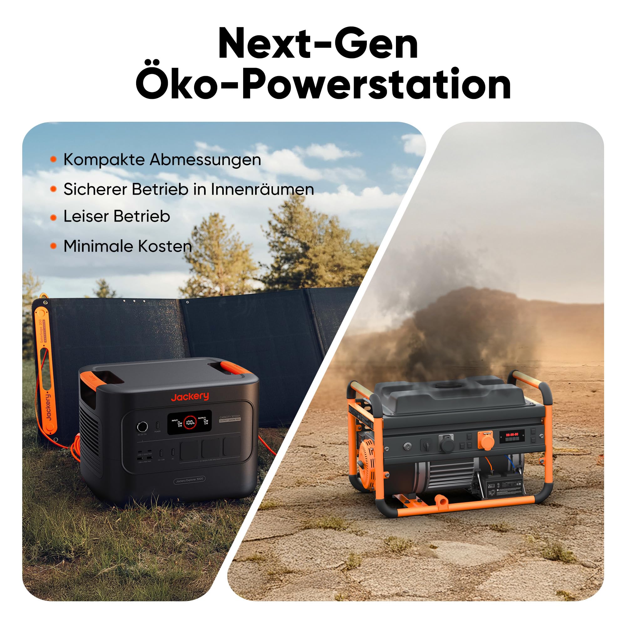 Jackery E3000 V2 3072Wh Powerstation mit 2×200W Solarpanel, 3600W Dauerleistung, 7200W Spitze, LiFePO4 Akku, 2x USB-C PD100W, Notstromgenerator für Zuhause, Camping & Wohnmobil