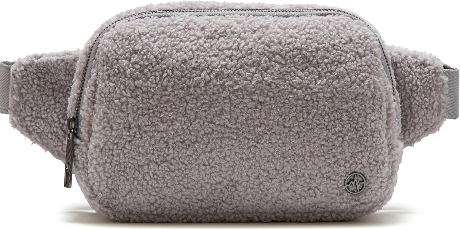 Pander Large 2L Fanny pack Everywhere Fleece Belt Bag for Women and Men with Adjustable strap Belt. (Light Grey)