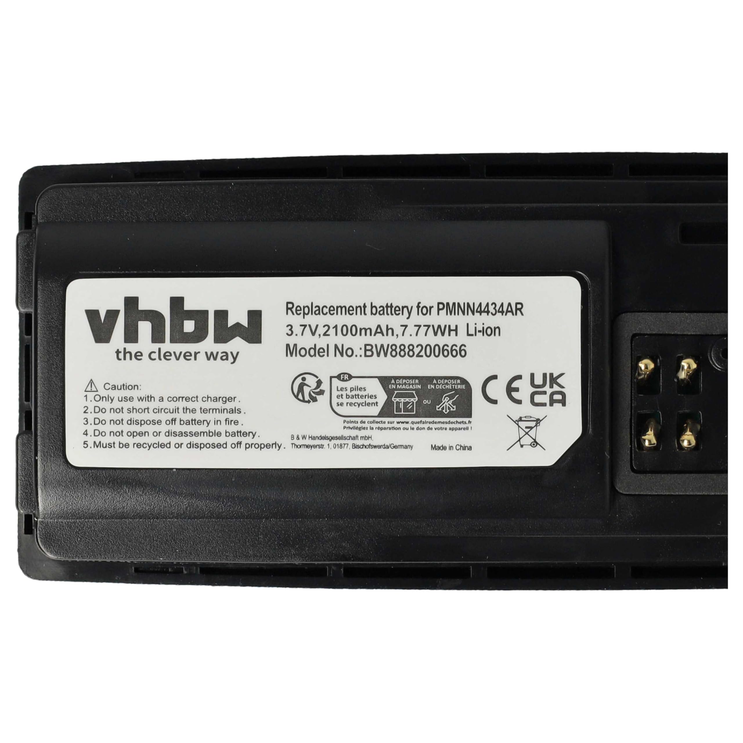vhbw 2X batería Compatible con Motorola RMV2080, XT660, RVA50, XT600, XT600d, XT460, XT420, XT220 Radio (2100 mAh, 3,7 V, Li-Ion)