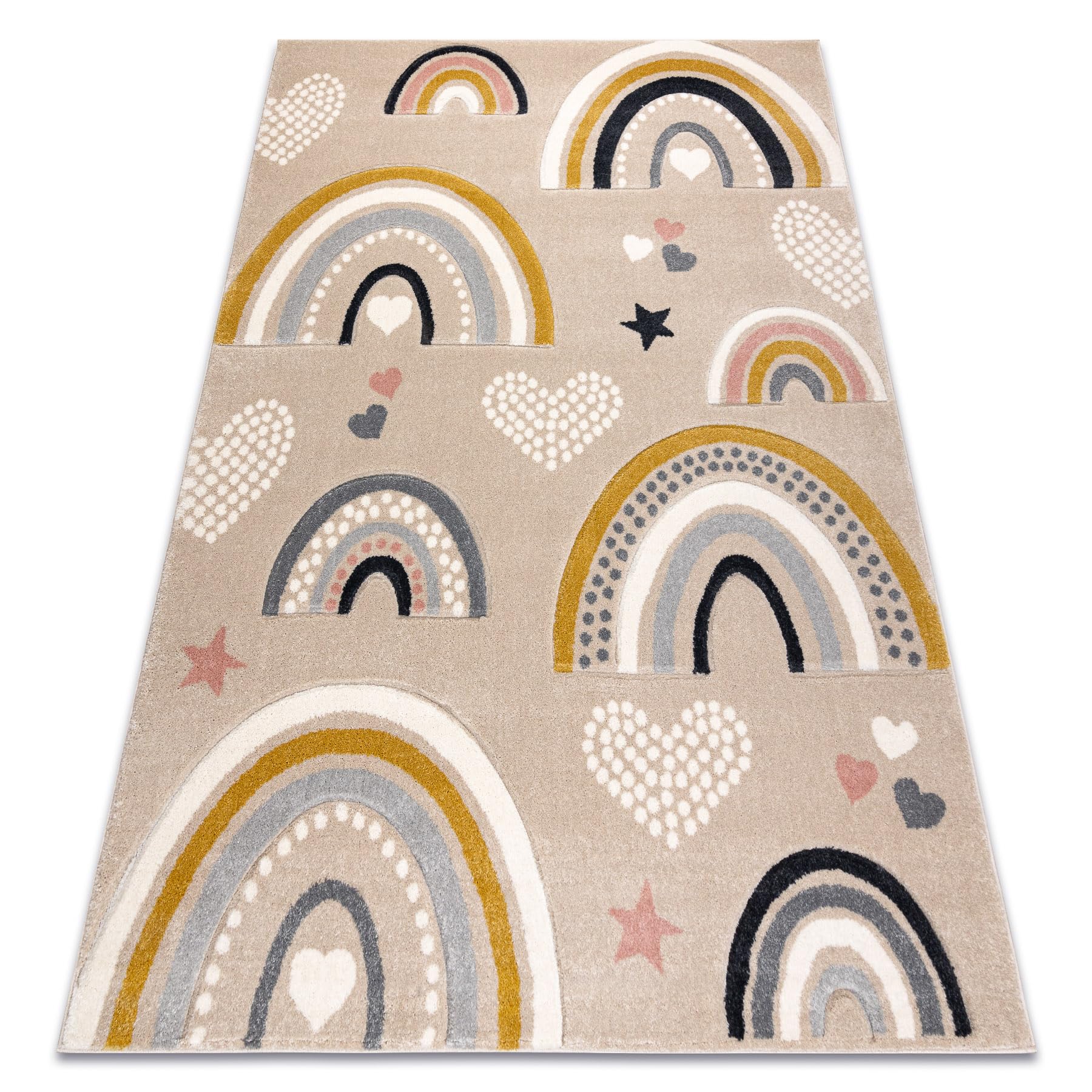 Kiddo Teppich 6109 Creme/weiß Regenbogen-Herzmotiv 160x220 cm