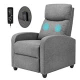 SMUG Recliner Chair Living Room Recliner with Adjustable Backrest and Footrest Modern Design for Home Upholstered Armchair in Soft Fabric&comma; Grey&comma; Linen