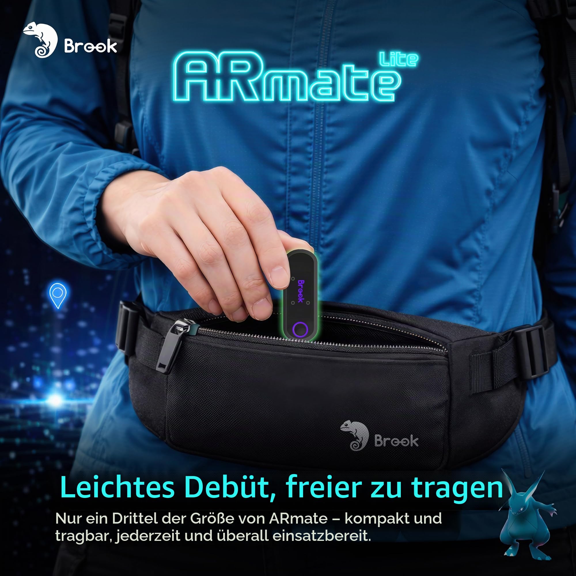 Brook AR Mate Lite Auto Catcher für Pokémon GO, Mini Bluetooth Auto Catch & Auto Spin Gerät, Smart Roaming GPS Walker, Tragbares Zubehör mit App Steuerung