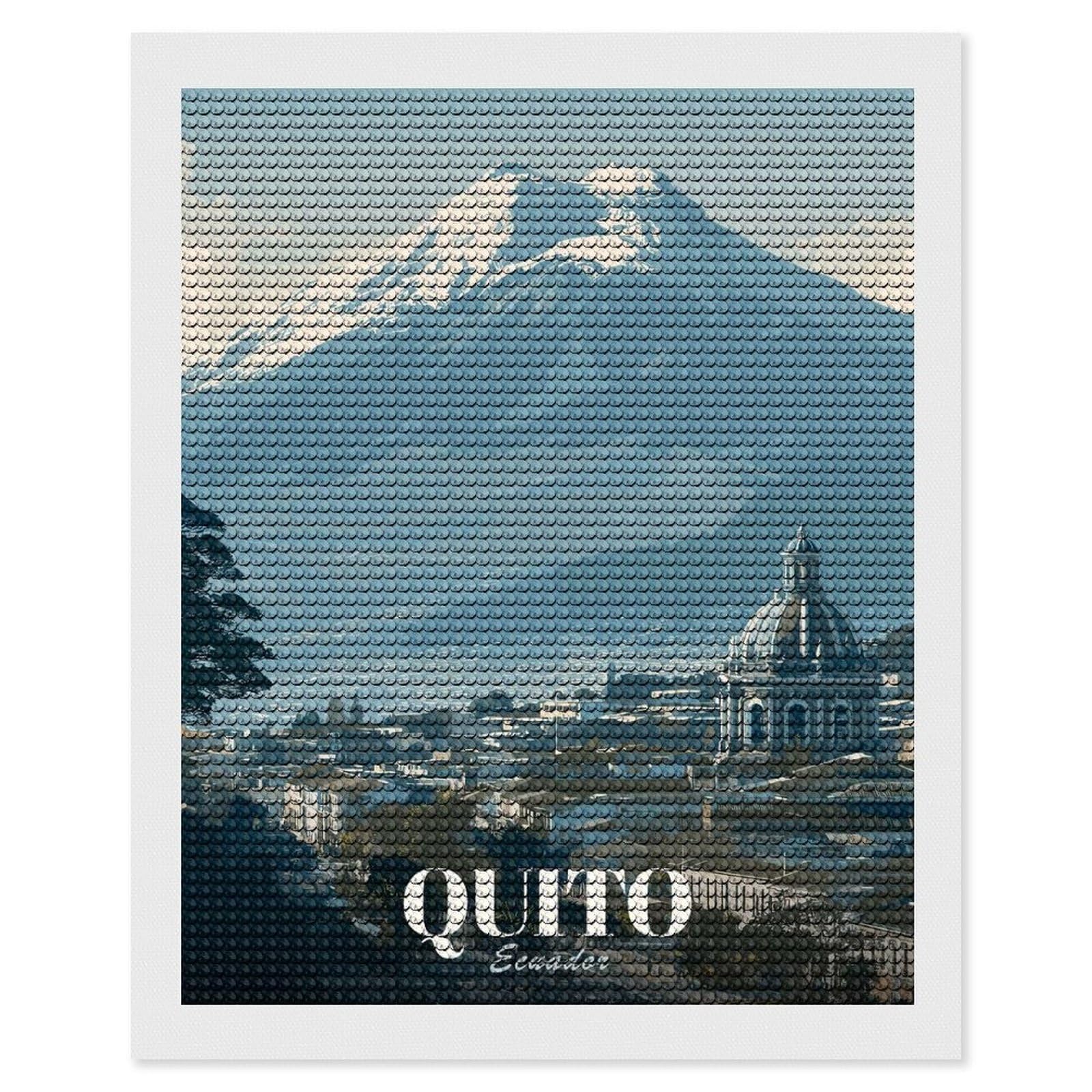 Junmoney Quito, Ecuador Travel (2) DIY Diamond Art Canvas Kit 16"x20", Simple to Start, Fun Craft Experience, Modern Decor, Gift Idea, Adhesive Canvas