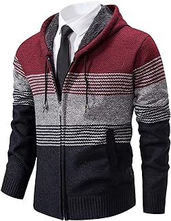 Sponsored Ad - Mylldey Mens Hoodies Knit Sweater, Full Zip Fleece Lined Cardigan Sweaters Casual Regular Fit Knit Hooded M...