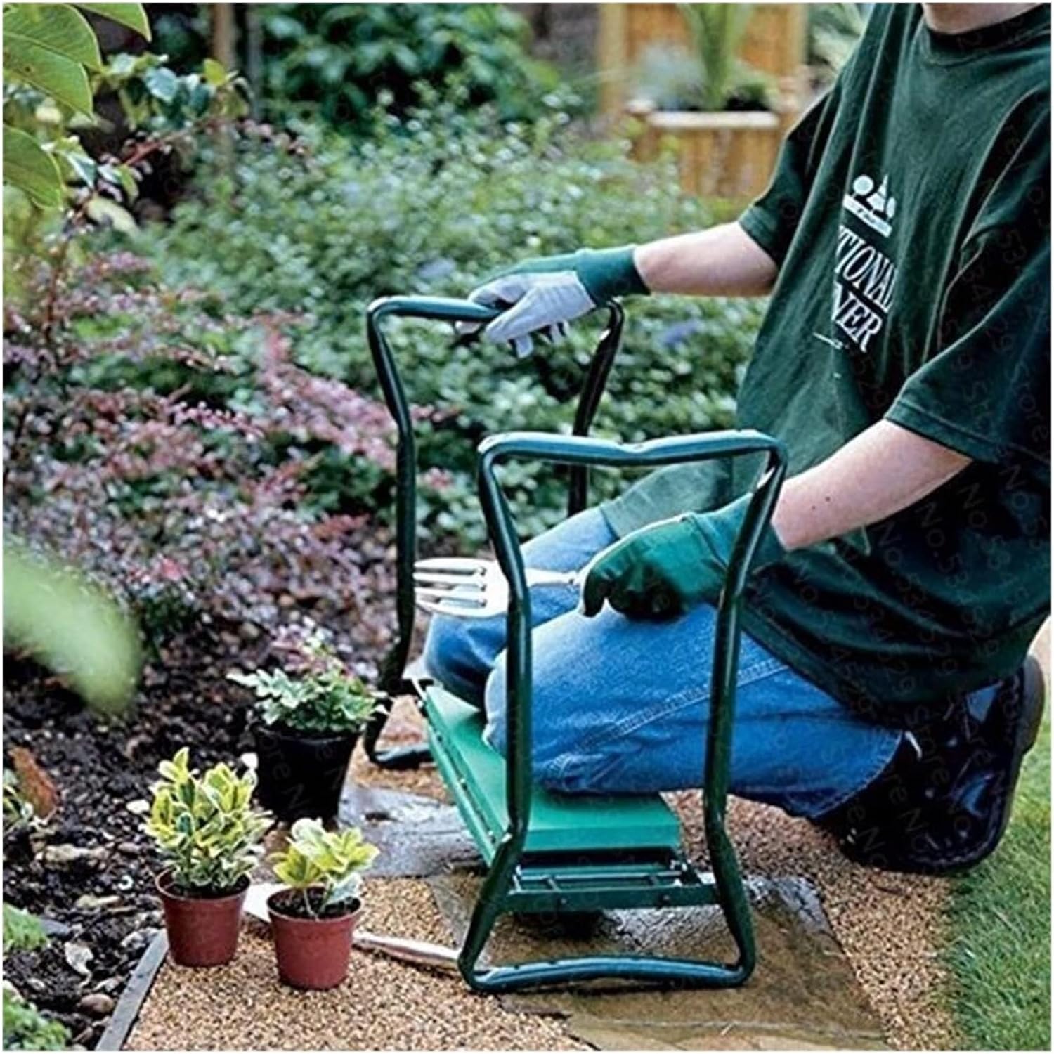 Gardening Work Seat Portable Garden Stool,Seat Mat, Kneeler Pad,with Large Cloth Bag,Folding,for Gardening Enthusiasts Tool