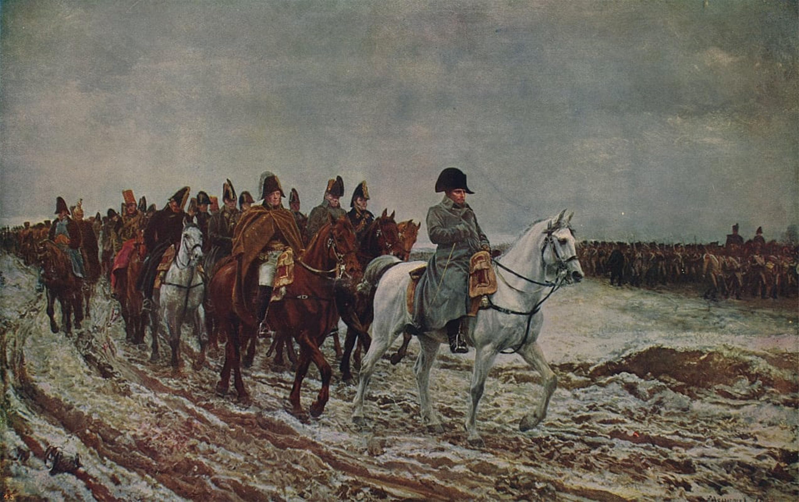 SERENDIPITP Retro Picture Poster Wall Art Pictures Painting Napoleon During French Campaign by Jean Louis Ernest Meissonier Wall Art Canvas Print for Wall Decor 60x90cm