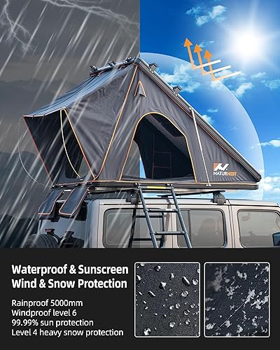 Miniatura 4 de BAMACAR Tienda de campaña de aluminio desplegable en la azotea para acampar SUV, con 2 barras transversales superiores y luces LED, tiendas de