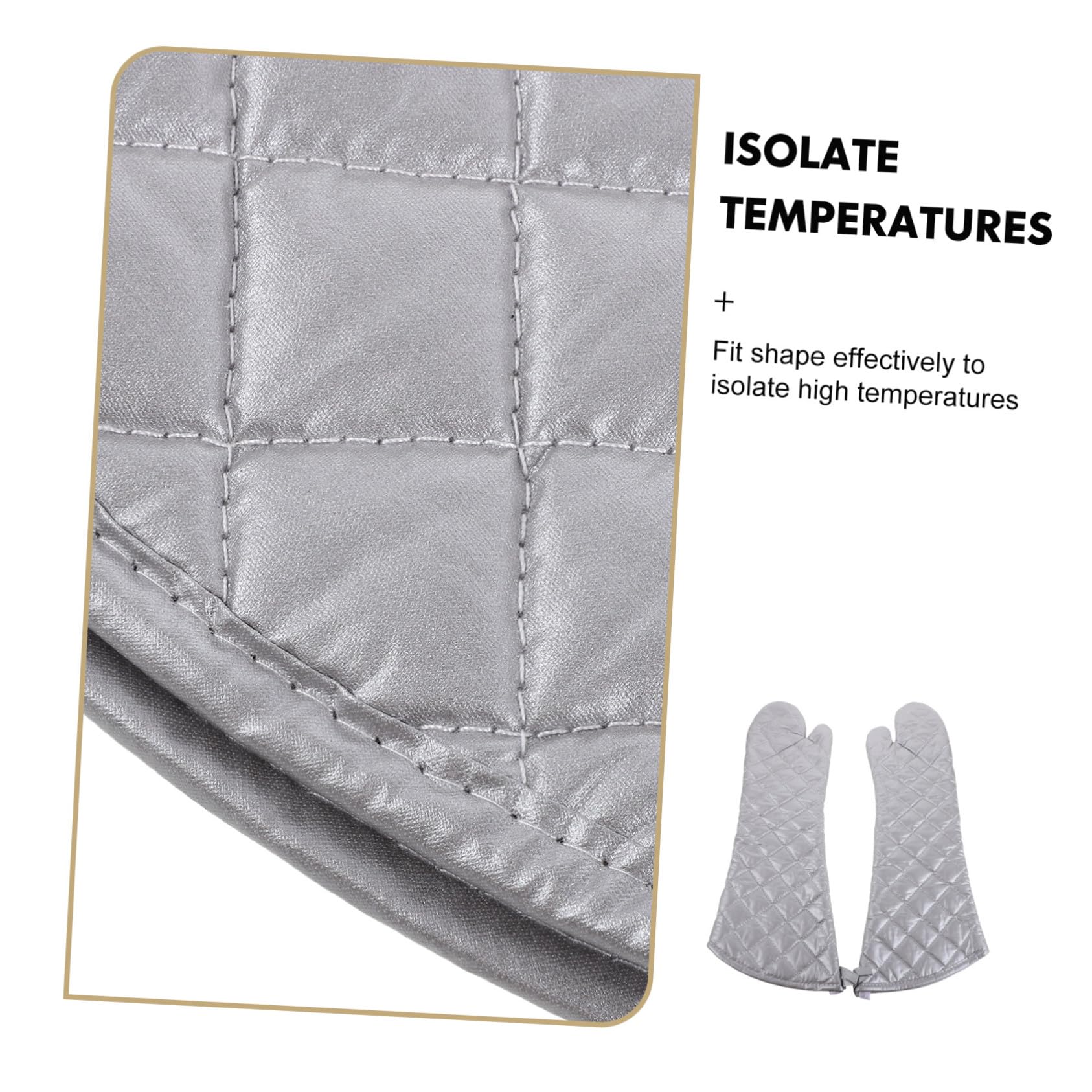 OUNONA Guantes de Horno Resistentes al Calor Protectores Térmicos para Cocina y Barbacoa Resistentes Altas Temperaturas Anti-Quemaduras para Hornear y Limpiar de Unidades Plateadas