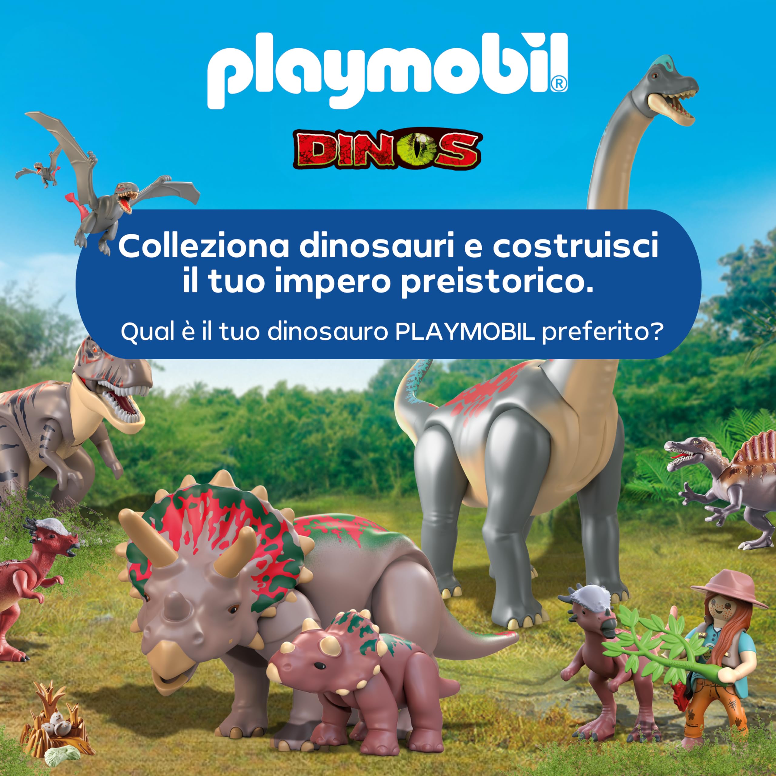 PLAYMOBIL | Dinos | Dinosauri Hideout | Dino Explorer con Quad, Baby T-Rex e Baby Brachiosaurus | Giocattolo per bambini dai 4 anni in su | 72069