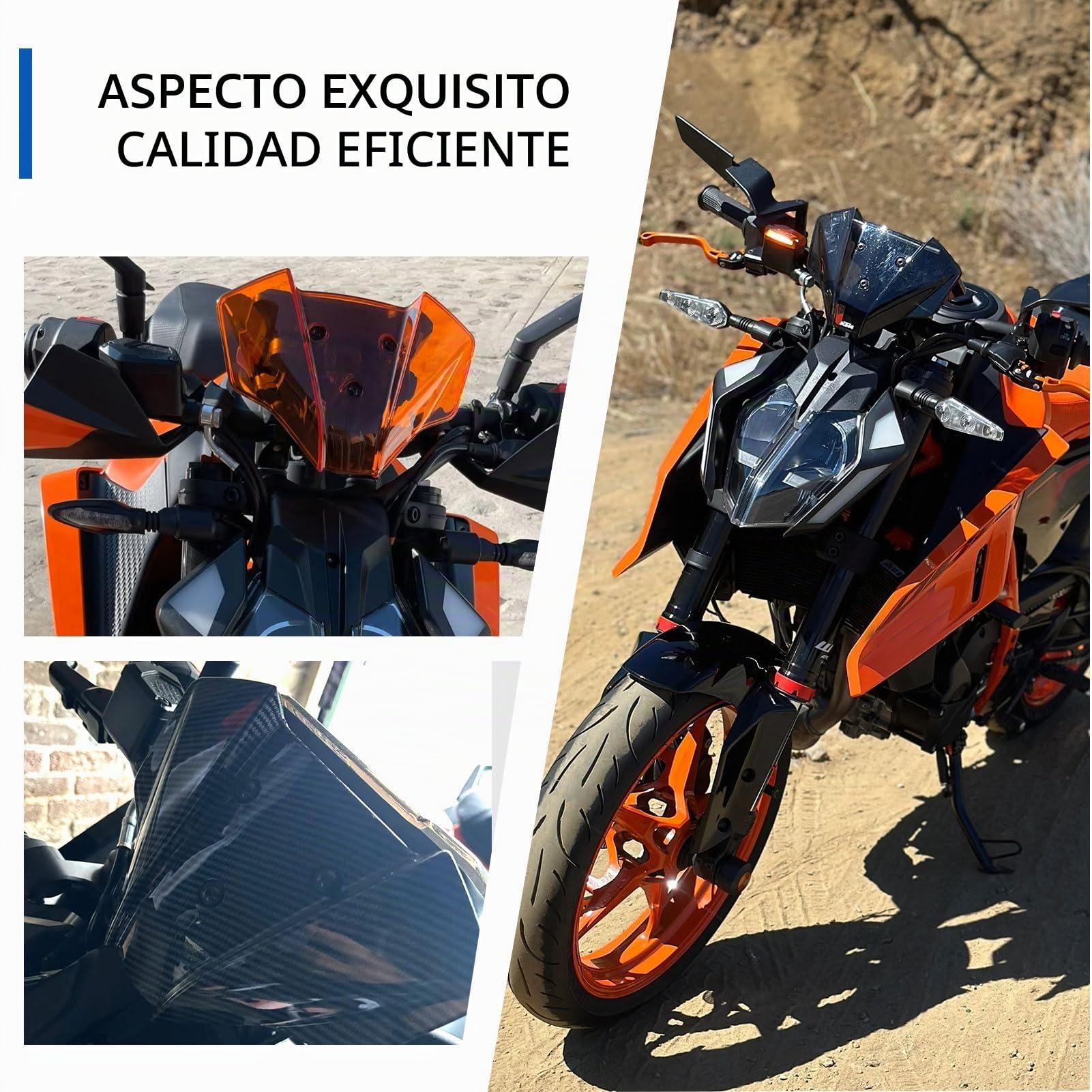 Parabrisas Deflector de Viento para K&T&M Duke 125/250/390 2024-2025 Visera Modificación Motocicleta (Humo Negro)