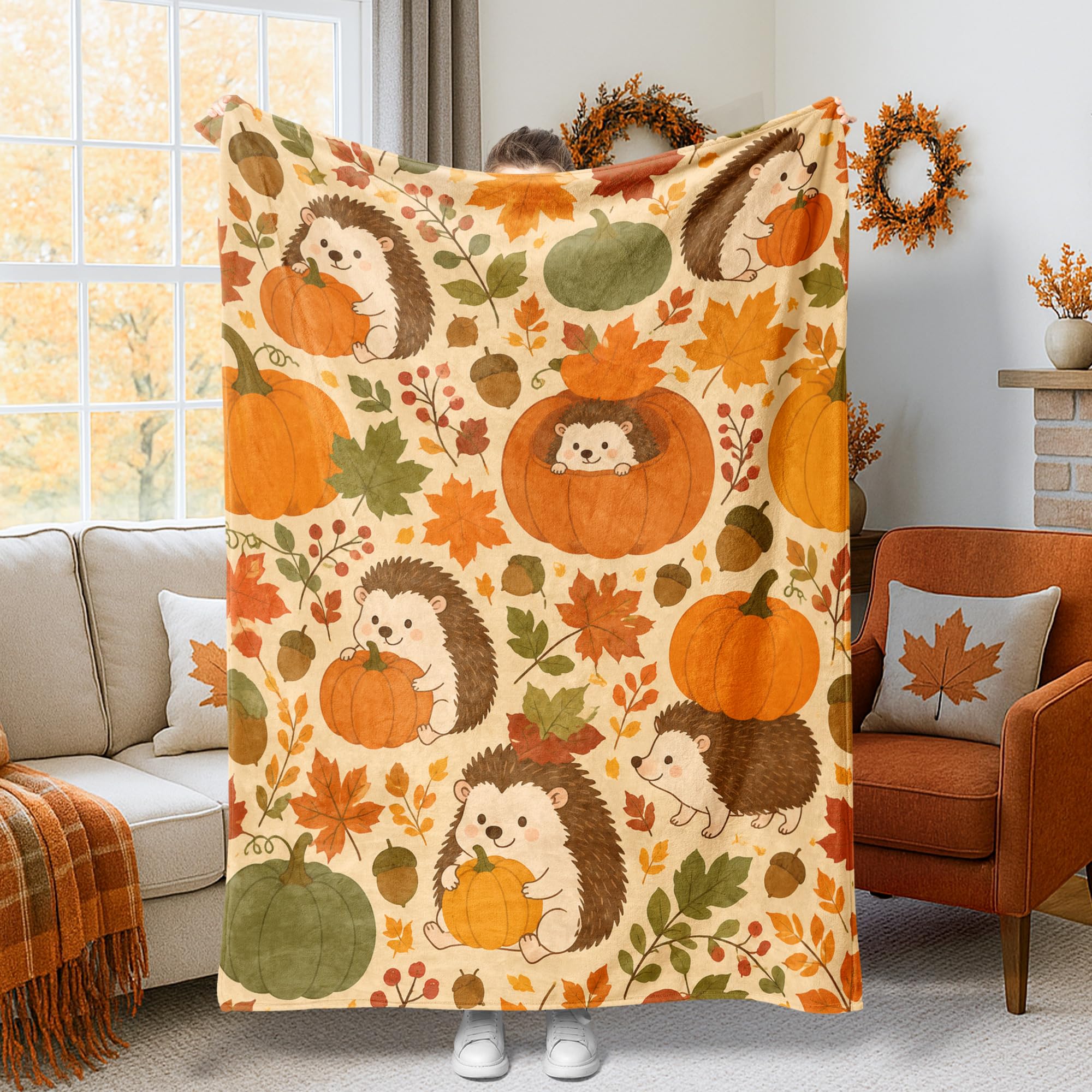 Couverture hérisson légère orange pour éliminer le froid du lit
