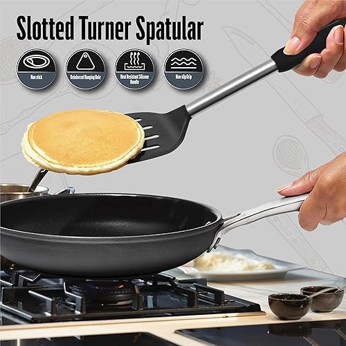 Miniatura 3 de Juego de espátulas de silicona para cocina espátula resistente al calor y espátula de silicona ranurada para cocinar, utensilios de cocina no