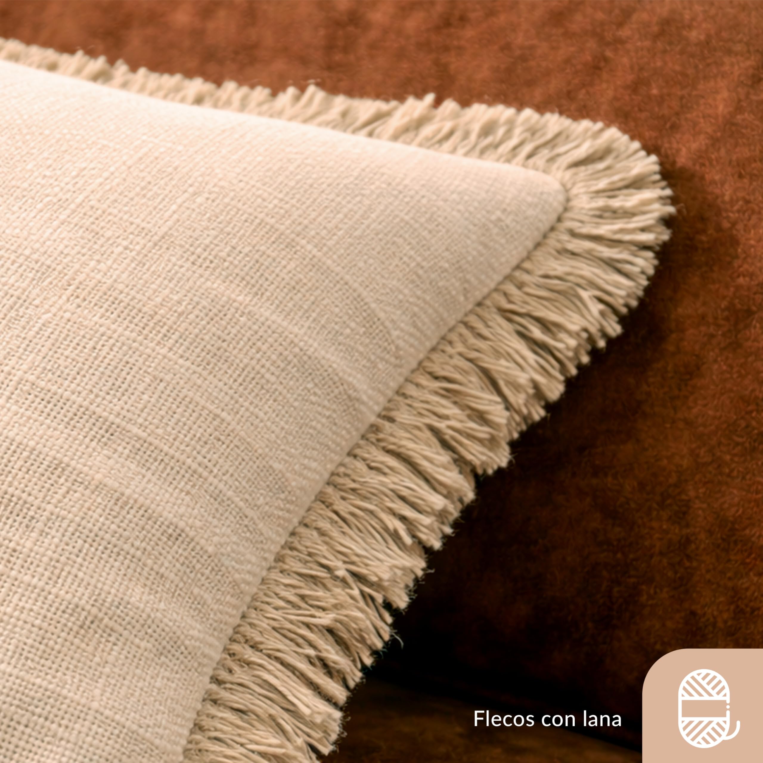 Fundas de Cojín Boho 45x45 cm de Algodón con Flecos Beige – Estilo Mediterráneo Natural Rústico – Decoración para Sofa Cama Salon Dormitorio Algodon – Blanco Roto 2 Unidades