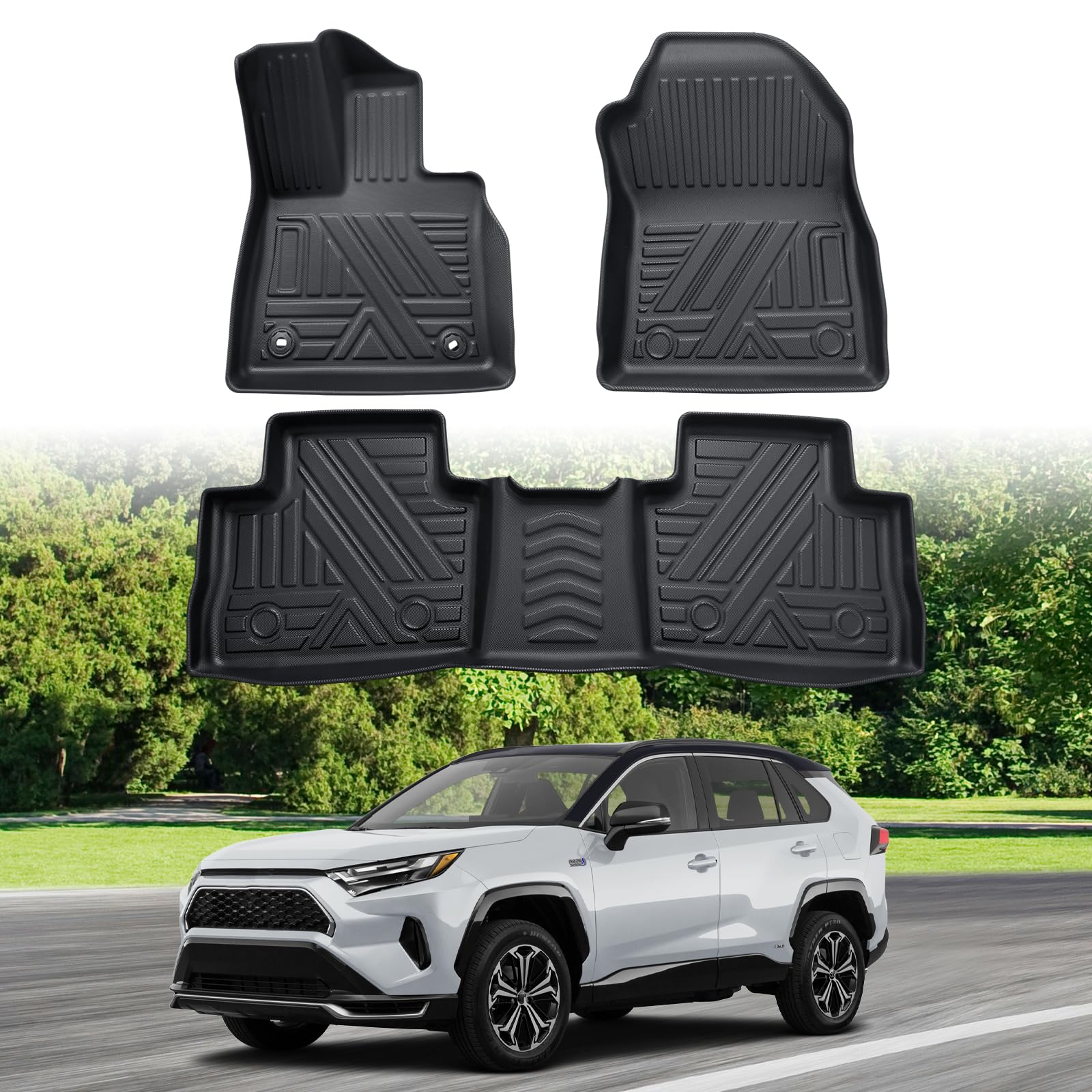 ECOZEN Dywaniki samochodowe do Toyota RAV4 ICEV/XA50/Hybrid HEV 2019-2025, idealnie dopasowane, odporne na zarysowania, oryginalne dywaniki gumowe do Toyota RAV4, wykonane z bezpiecznego