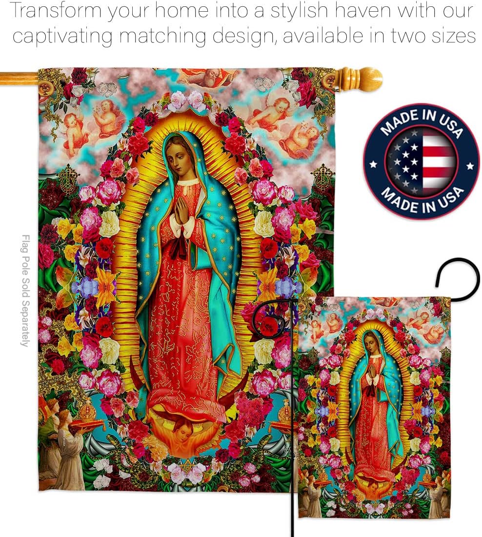 Our Lady of Guadalupe Flag Home Decor Faith Hope Grace Grave Yard Decorations For Cemetery Peace Dove Religious Decoration Religion Easter Garden Sign Christian Gifts Made In USA - Image 4