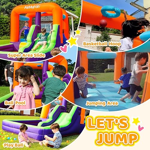 Miniatura 4 de AirMyFun Casa hinchable inflable para niños al aire libre, castillo hinchable inflable para niños grandes, casa de rebote para niños con soplador