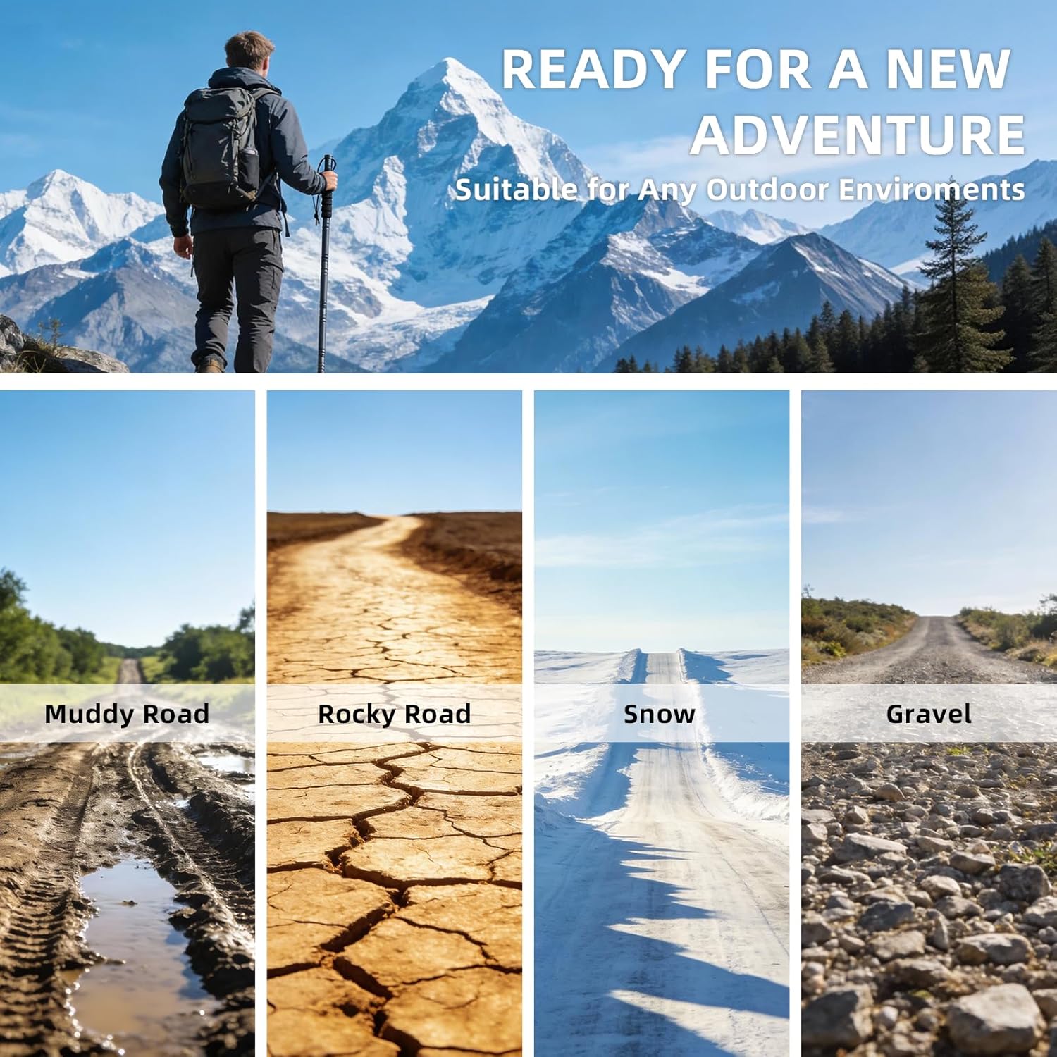 aiGear Hiking Trekking Pole, Adjustable Length Walking Stick Survival Lightweight Aluminum Gear with Excellent Foam Grip for Outdoor Adventures Camping