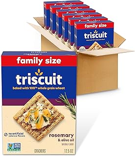 Rosemary & Olive Oil Whole Grain Wheat Cracker, Lunch Snacks, Bulk Snack Crackers, Family Size, 6 - 12.5 oz Boxes